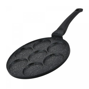 Herzberg HG-CP267HO: 26cm Pannenkoek- En Crêpepan Met Marmeren Coating - 7 Gladde Gleuven