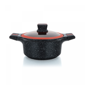 Herzberg HG-RSCAS20: Braadpan Met Granietcoating En Glazen Deksel - 20cm