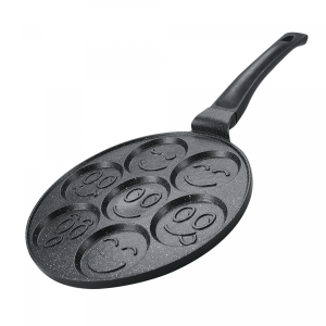 Herzberg HG-CP267SML: 26cm Pannenkoek- En Crêpepan Met Marmeren Coating - 7 Smiley Emoji
