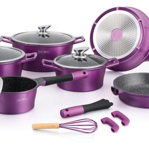 Royalty Line RL-ES1014M: 17-Delige Kookset Met Marmercoating Paars