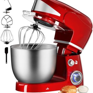 Royalty Line RL-PKM1600: 1600W 6-snelheden roestvrijstalen standmixer 6L - Rood