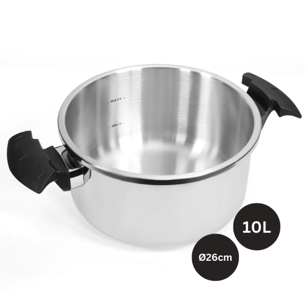 Royalty Line RL-26PS10L: 26cm RVS Snelkookpan - 10L - Afbeelding 2