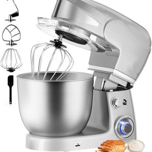 Royalty Line RL-PKM1600SIL: 1600W 6-snelheden roestvrijstalen standmixer 6L - Zilver