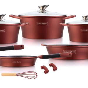 Royalty Line RL-ES1014M: 17-Delige Kookset Met Marmercoating Bordeaux