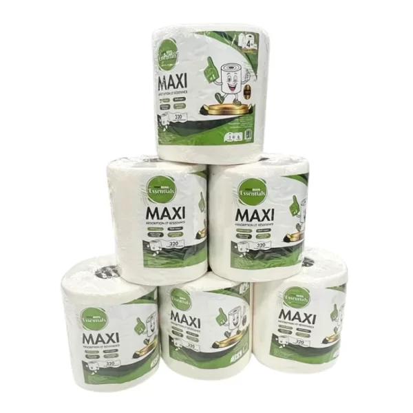 Herzberg Essentials HG-ETP300: Pak van 6 ongeparfumeerde 4-laags biologisch afbreekbare cellulose papieren handdoekrollen