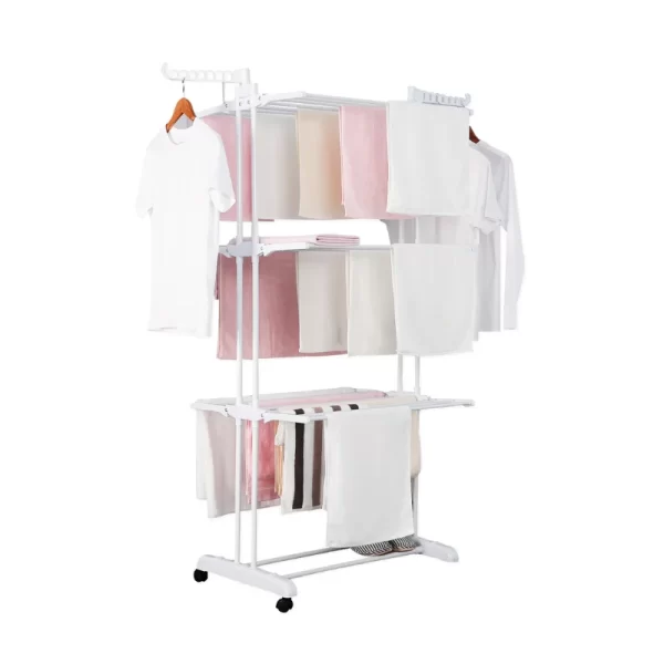 Herzberg HG-8034WHT: Moving Clothes Rack - Wit