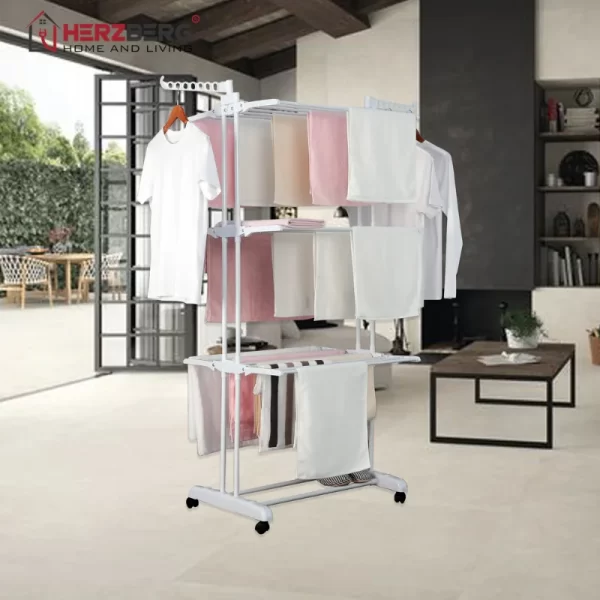 Herzberg HG-8034WHT: Moving Clothes Rack - Wit - Afbeelding 2